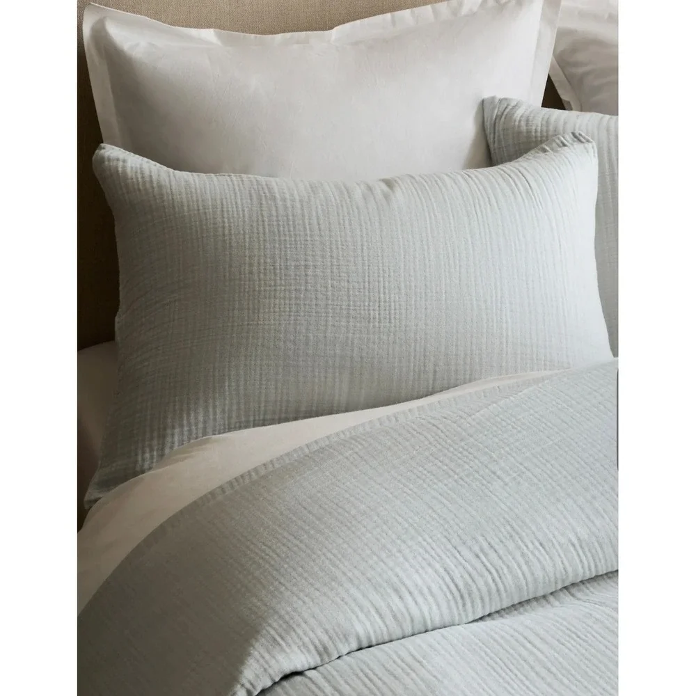 Quince Organic Cotton Airy Gauzy Duvet Cover Set Mist Twin‎ with Standard Sham